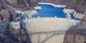 Hoover Dam and Colorado river near Las Vegas, Nevada.